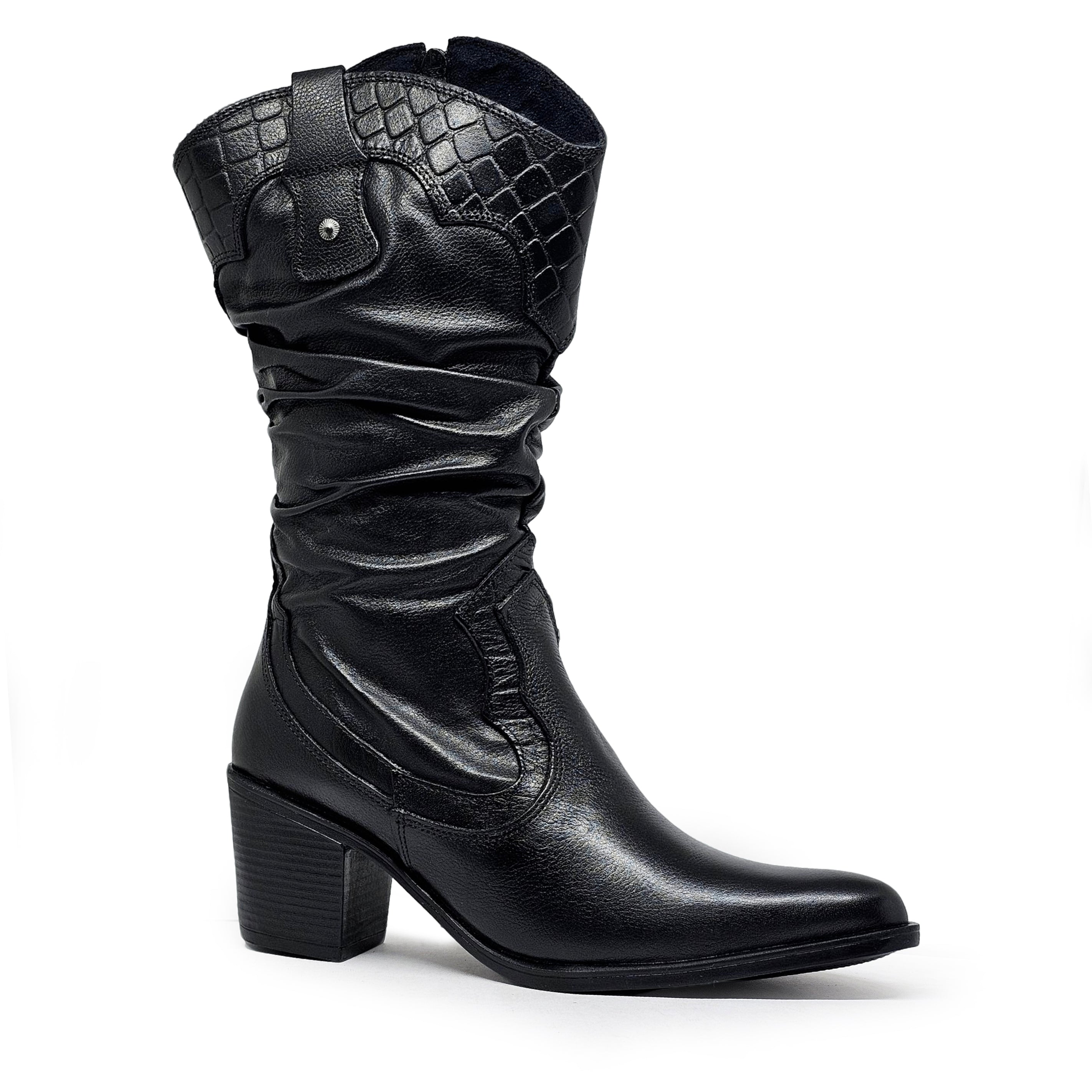 Bota cuero ALONDRA Negro