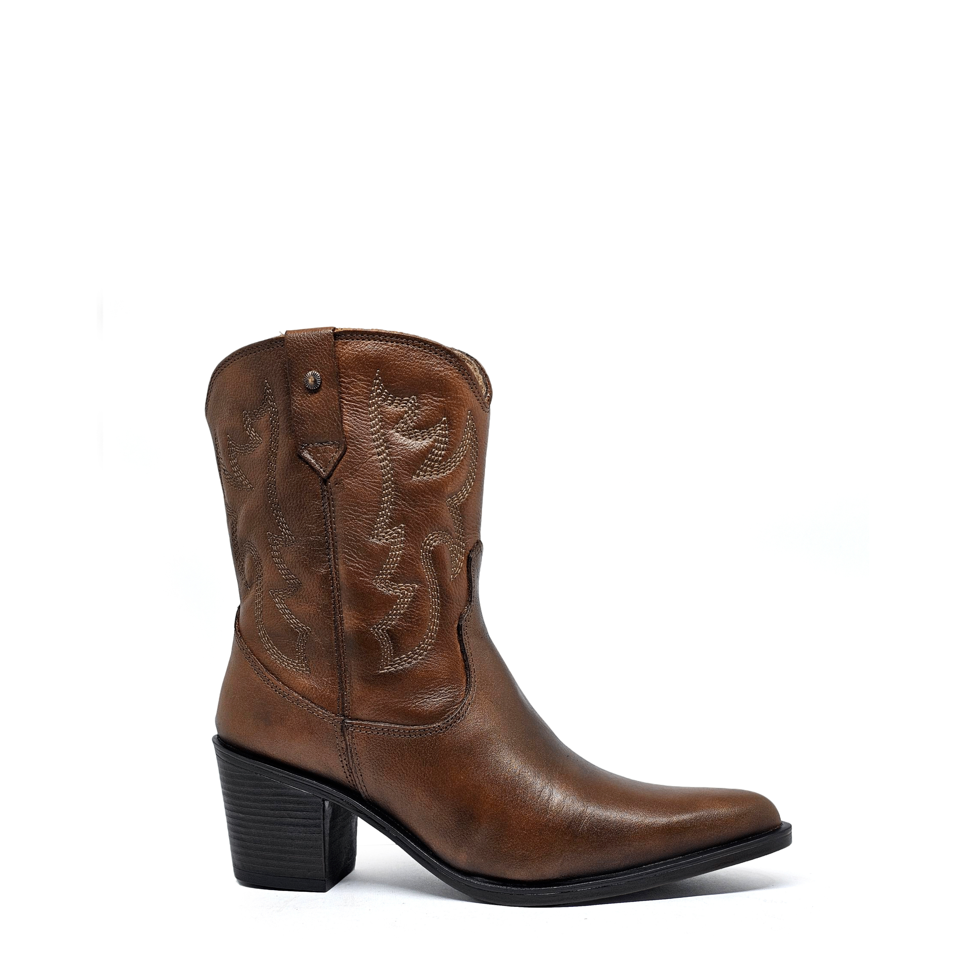 Botín cuero WESTERN Tan Vintage