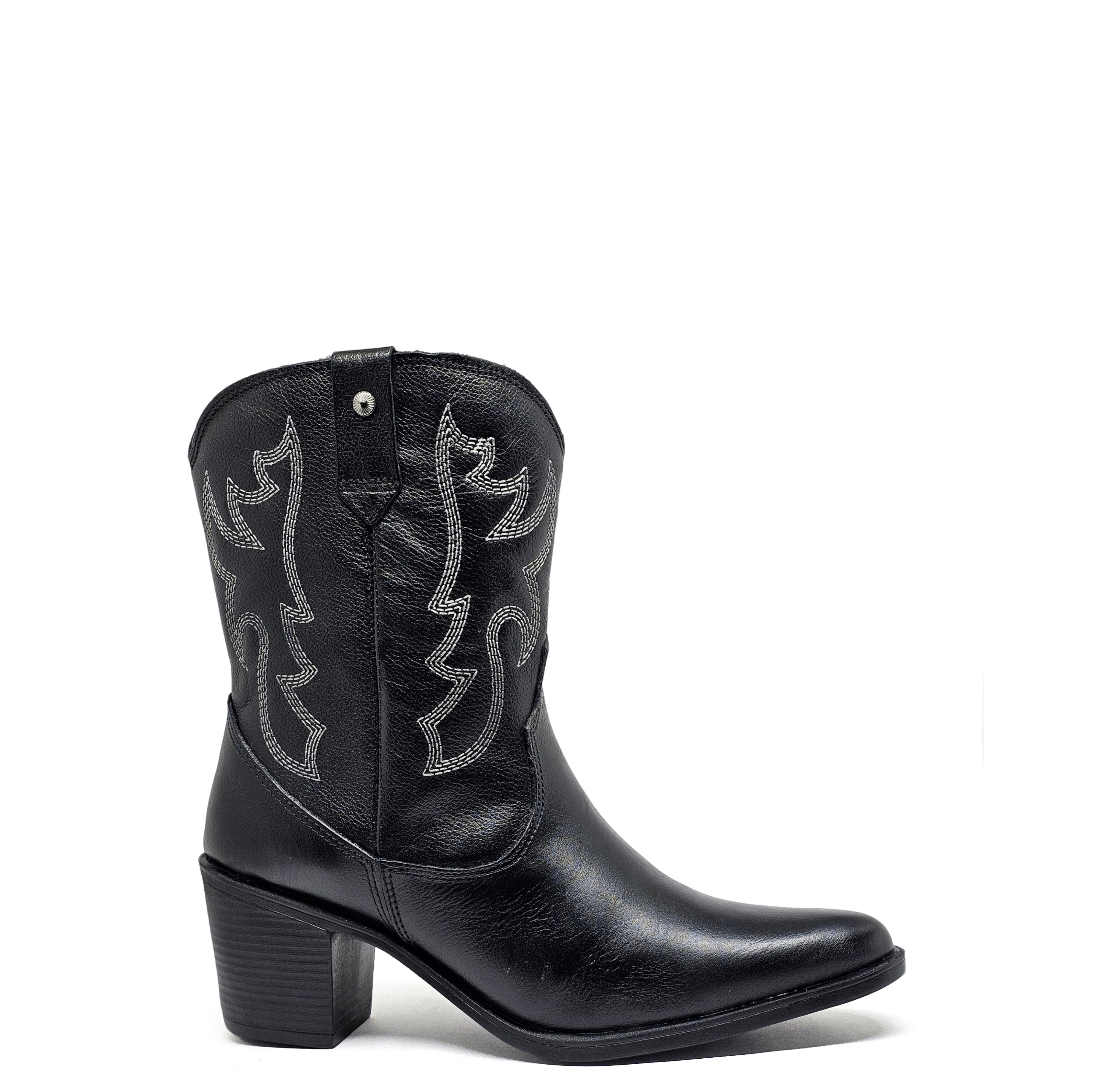 Botín cuero WESTERN Negro
