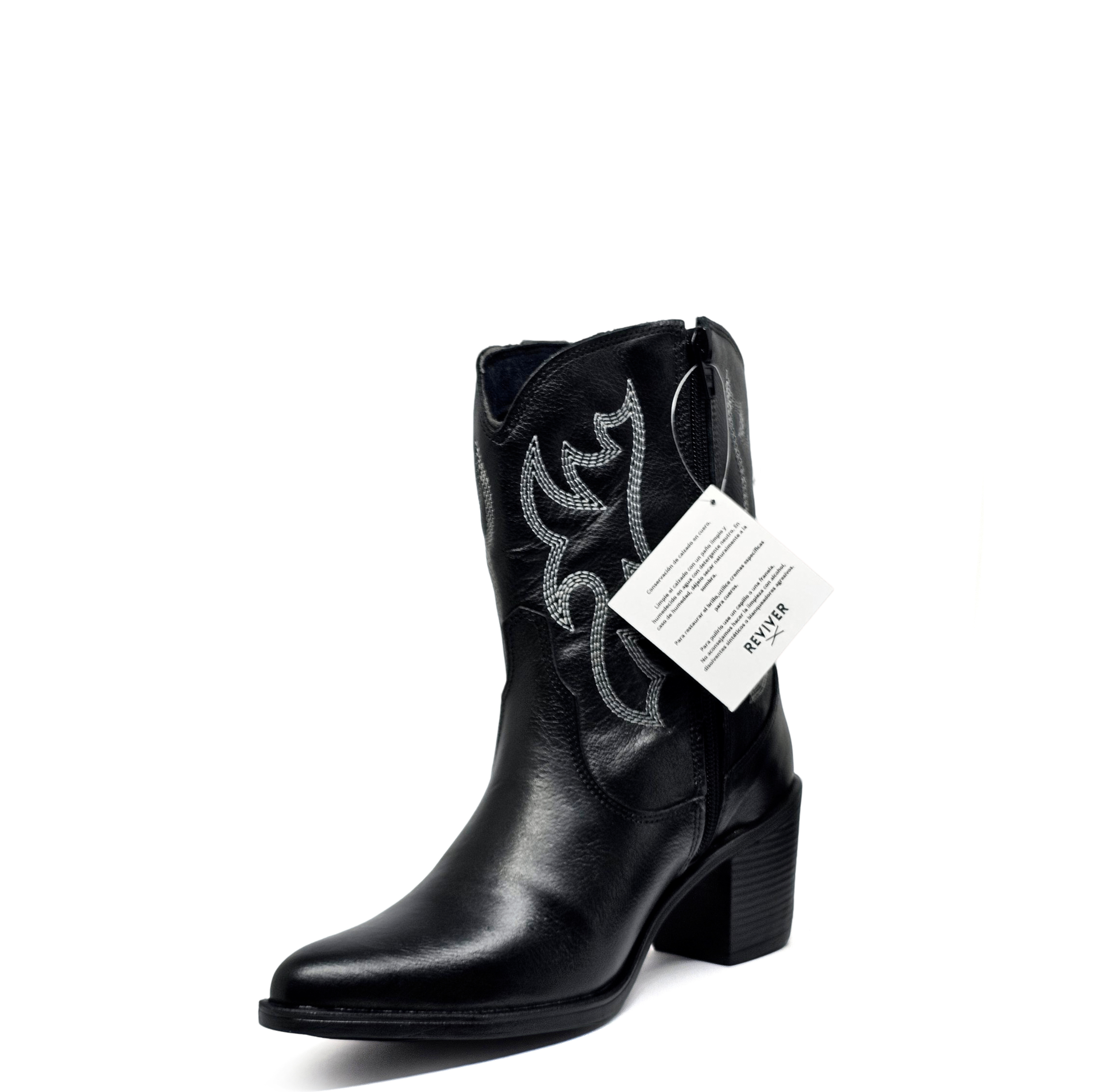 Botín cuero WESTERN Negro