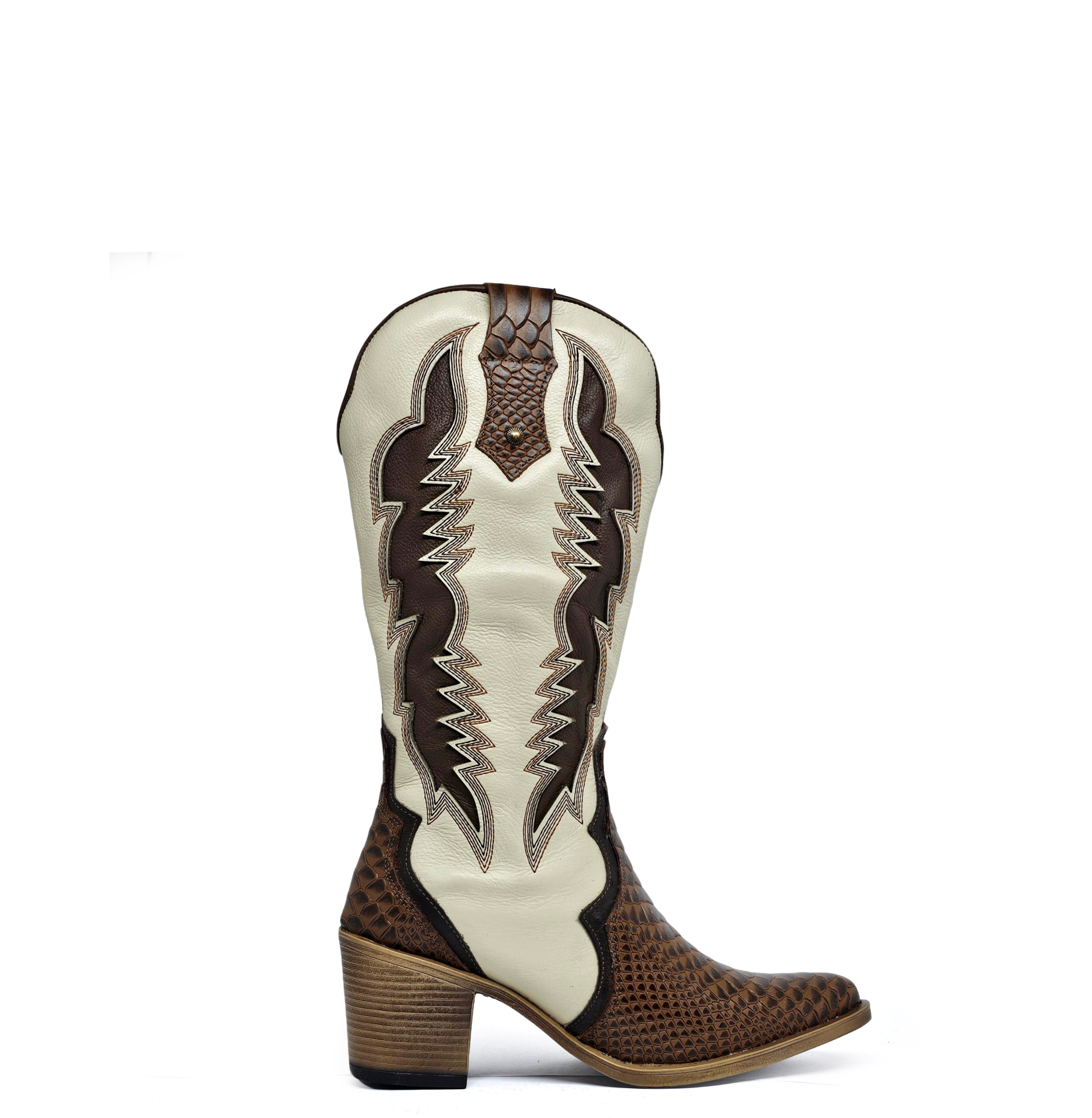 Bota cuero BRAVA Anaconda Terracota Crema