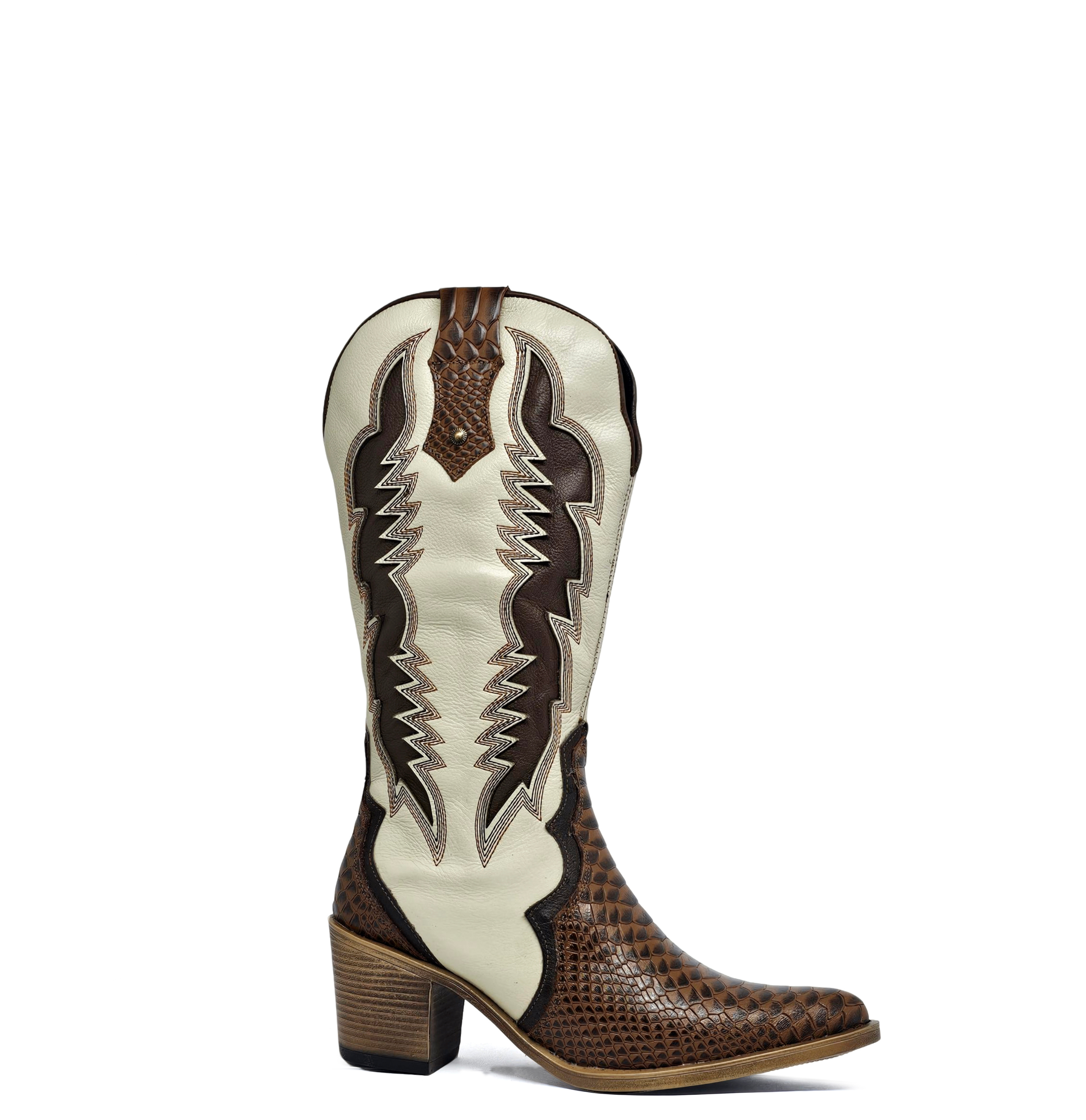 Bota cuero BRAVA Anaconda Terracota Crema