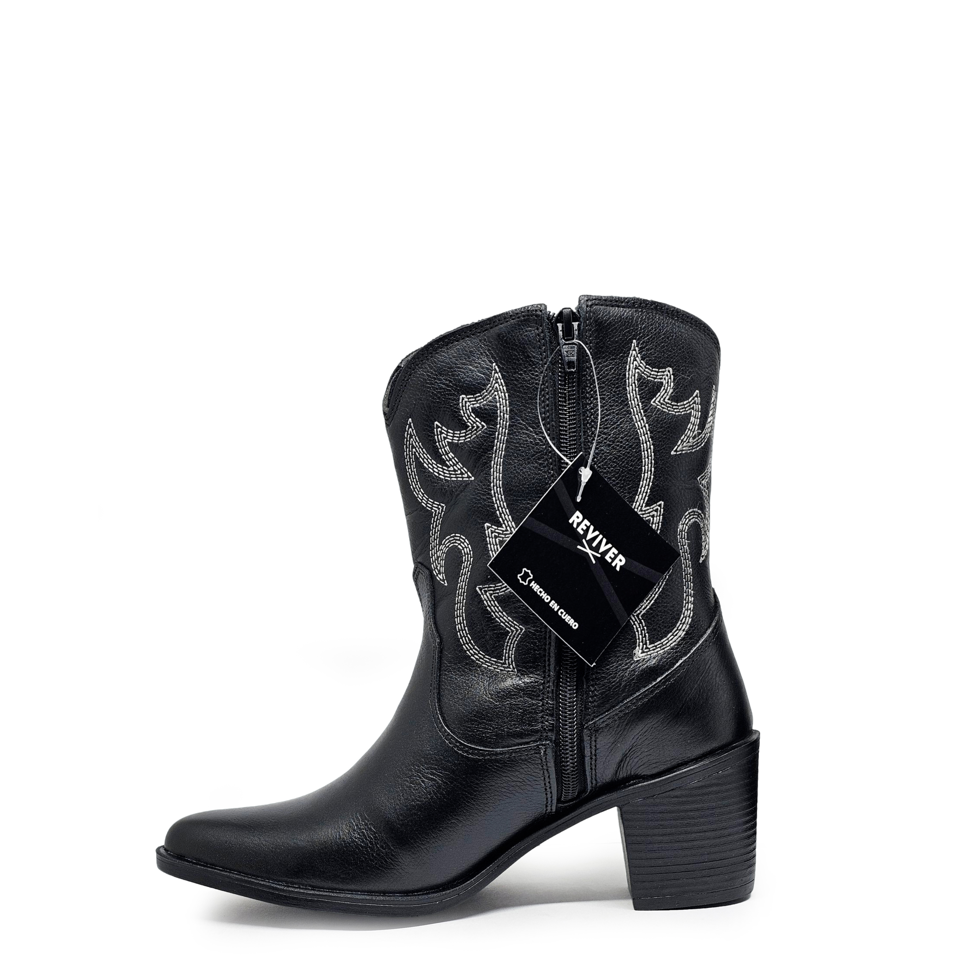 Botín cuero WESTERN Negro