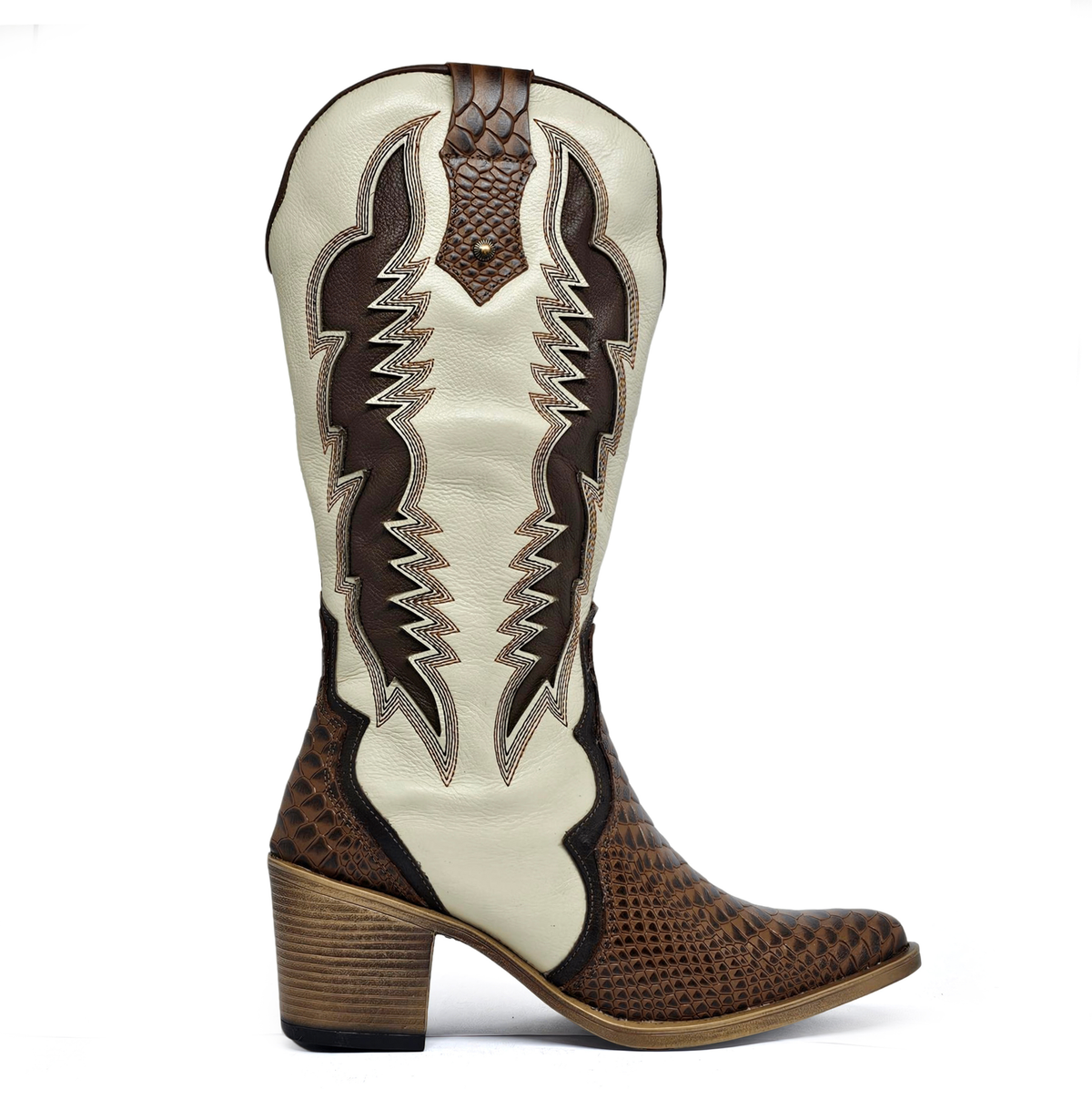 Bota cuero BRAVA Anaconda Terracota Crema