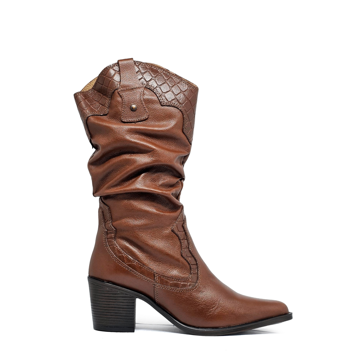 Bota cuero ALONDRA Caoba Burned