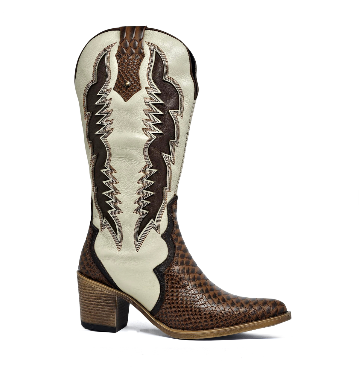 Bota cuero BRAVA Anaconda Terracota Crema