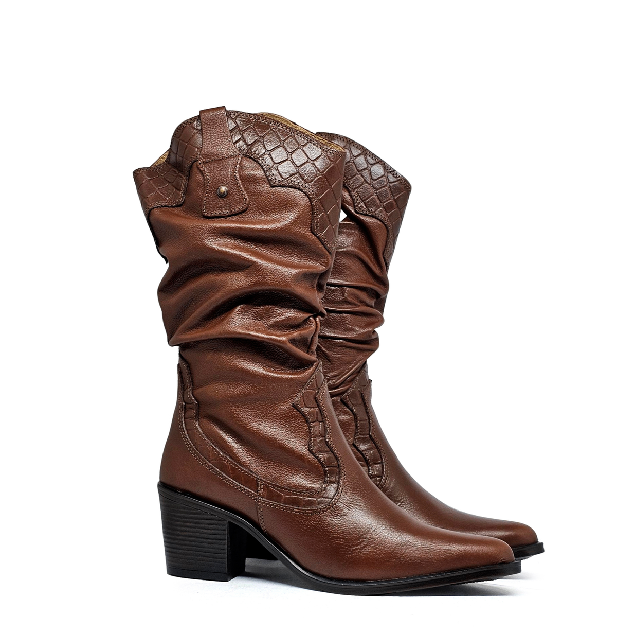 Bota cuero ALONDRA Caoba Burned