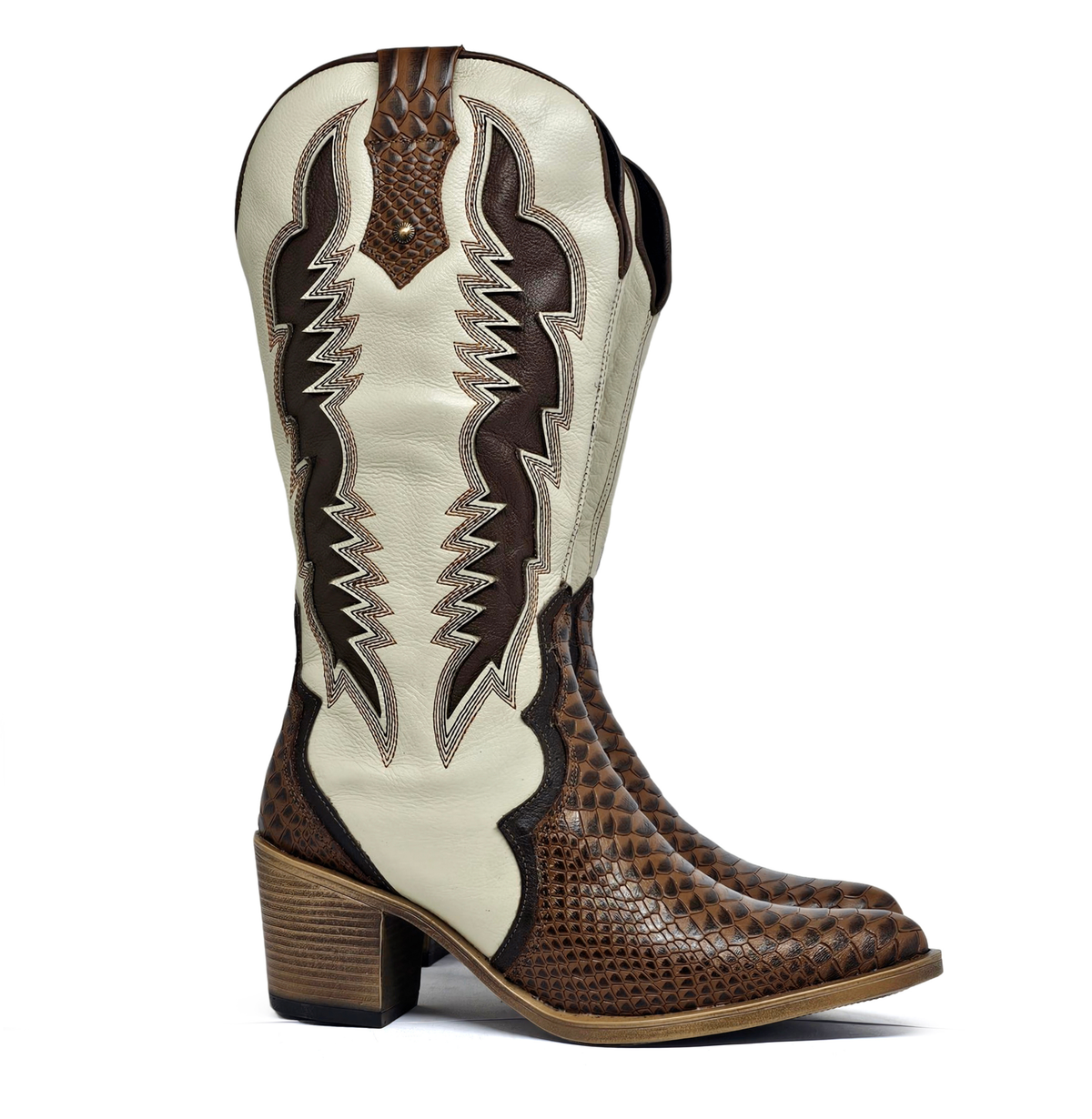 Bota cuero BRAVA Anaconda Terracota Crema