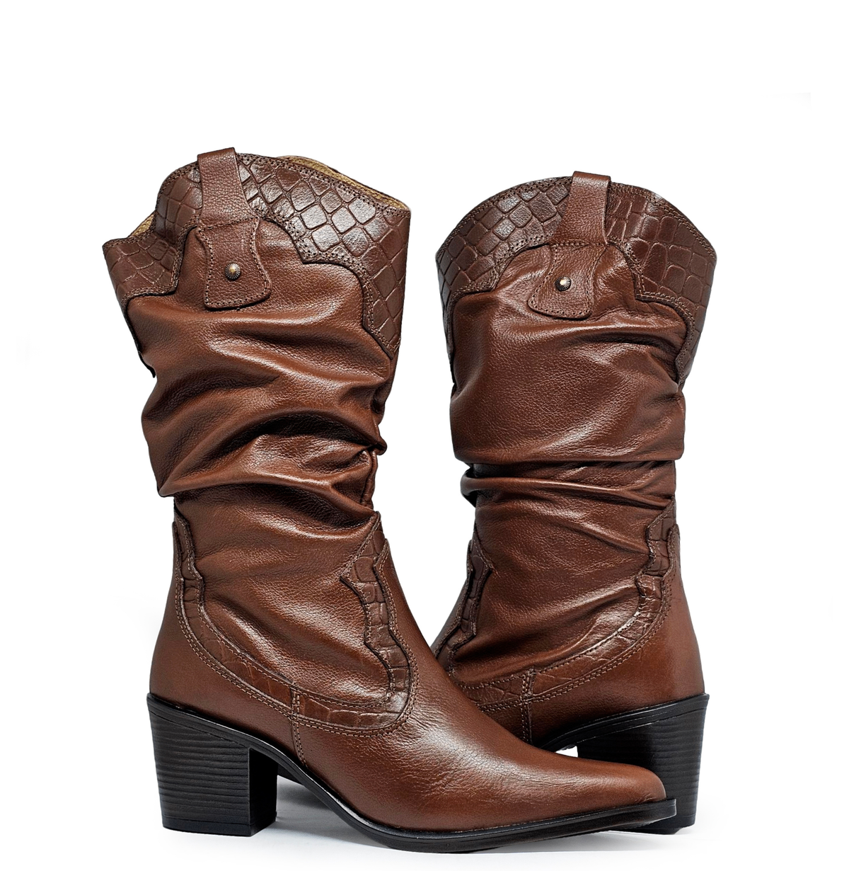 Bota cuero ALONDRA Caoba Burned