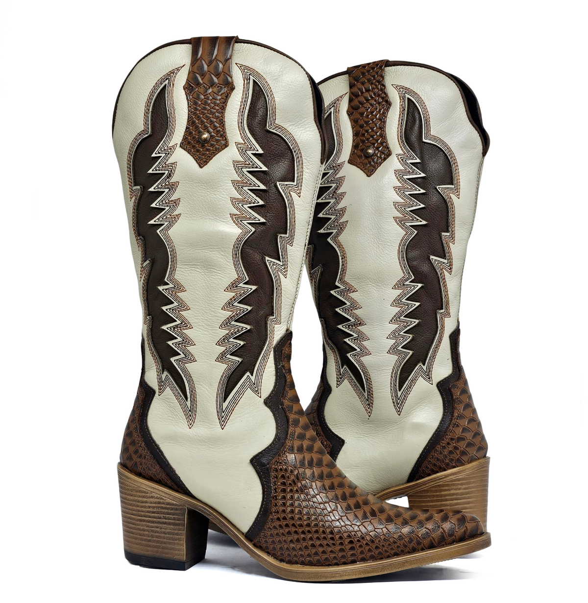Bota cuero BRAVA Anaconda Terracota Crema