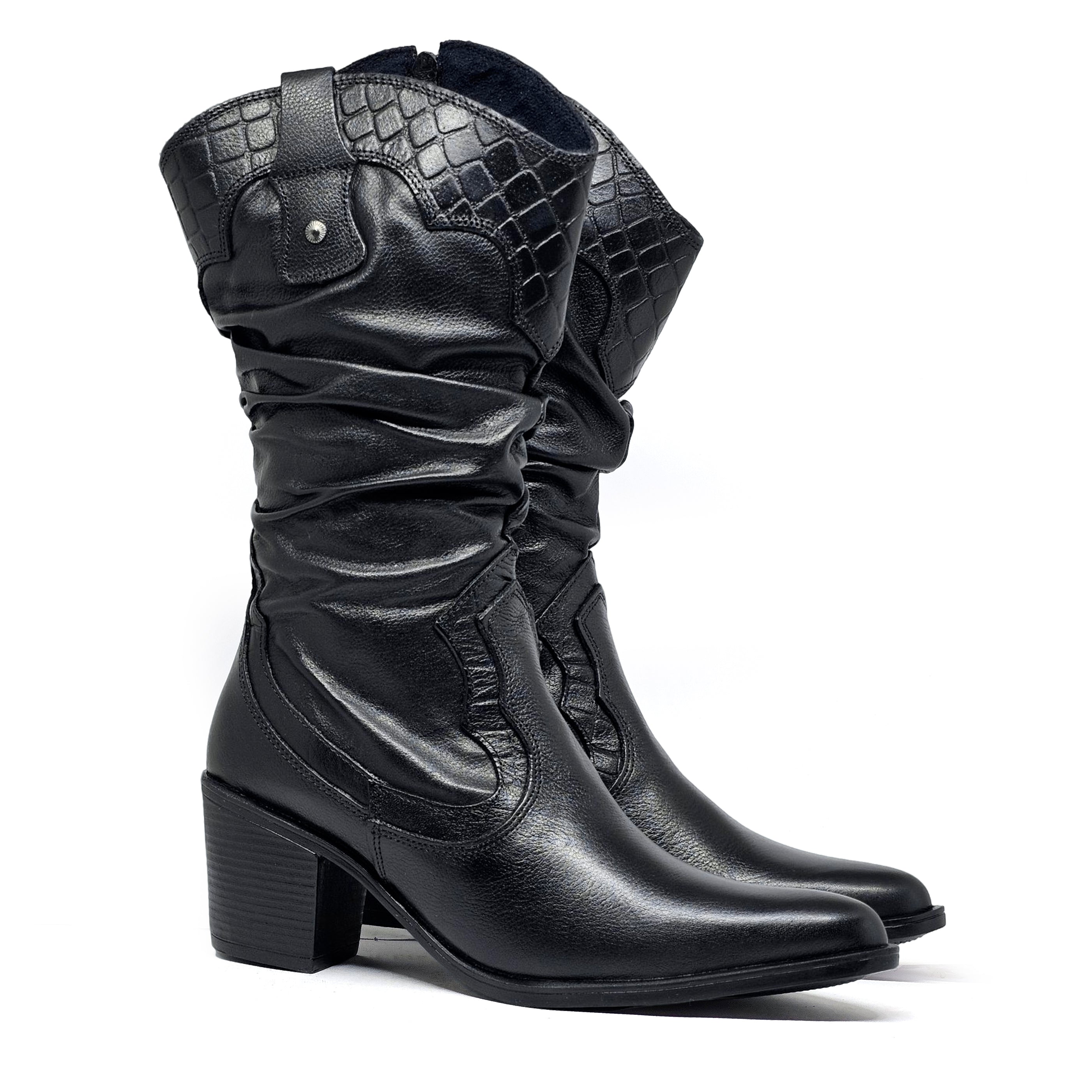 Bota cuero ALONDRA Negro