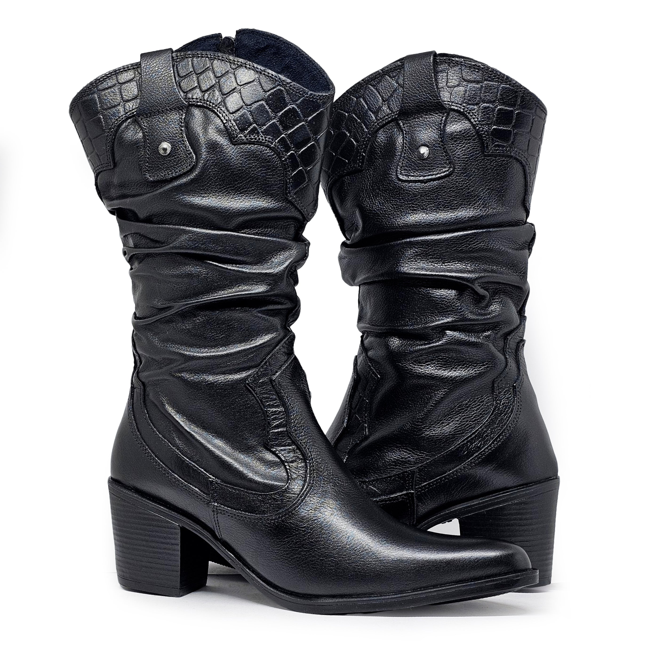 Bota cuero ALONDRA Negro