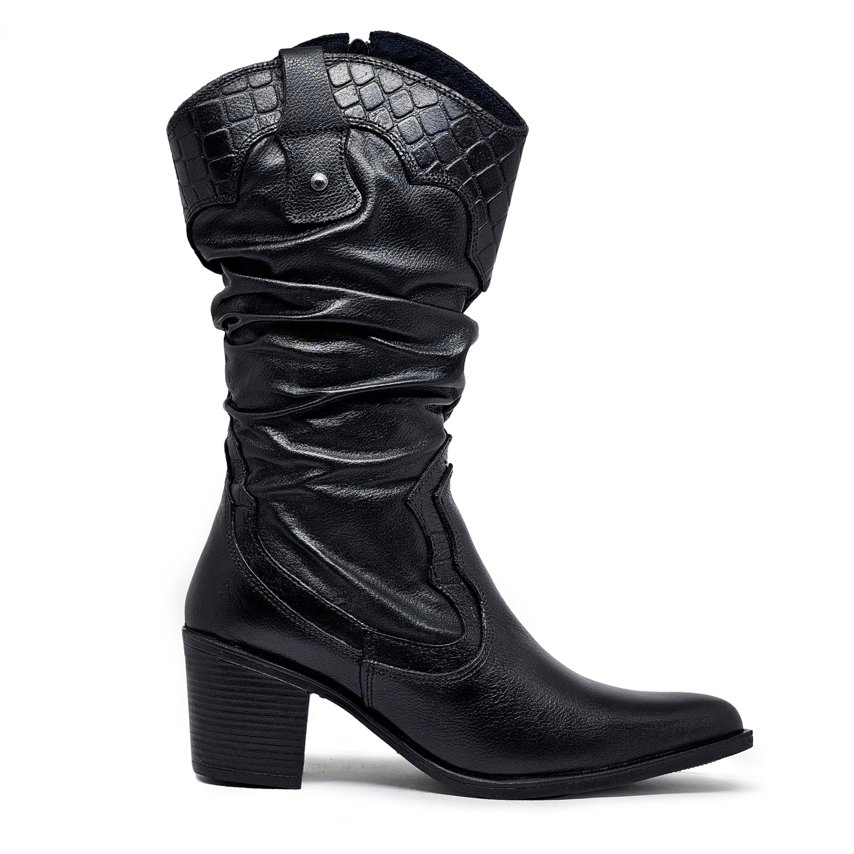 Bota cuero ALONDRA Negro