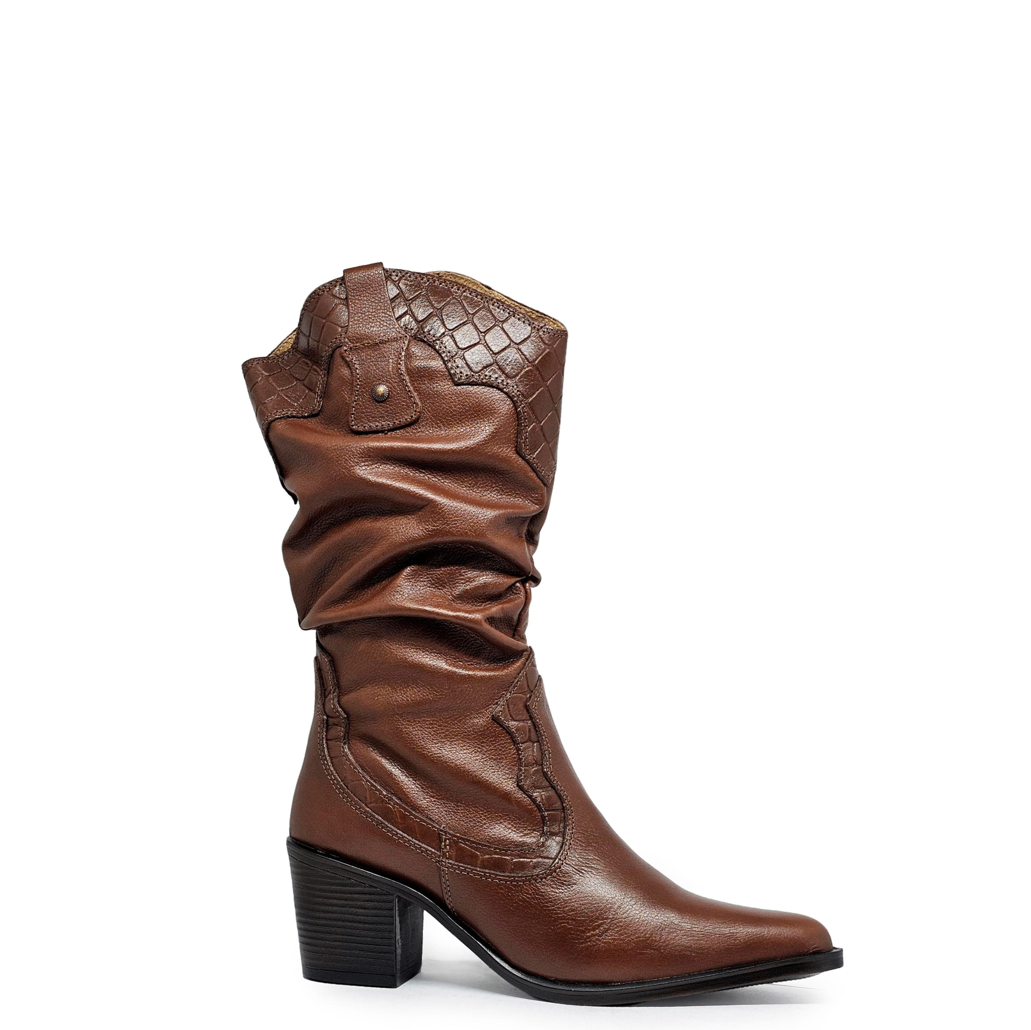 Bota cuero ALONDRA Caoba Burned