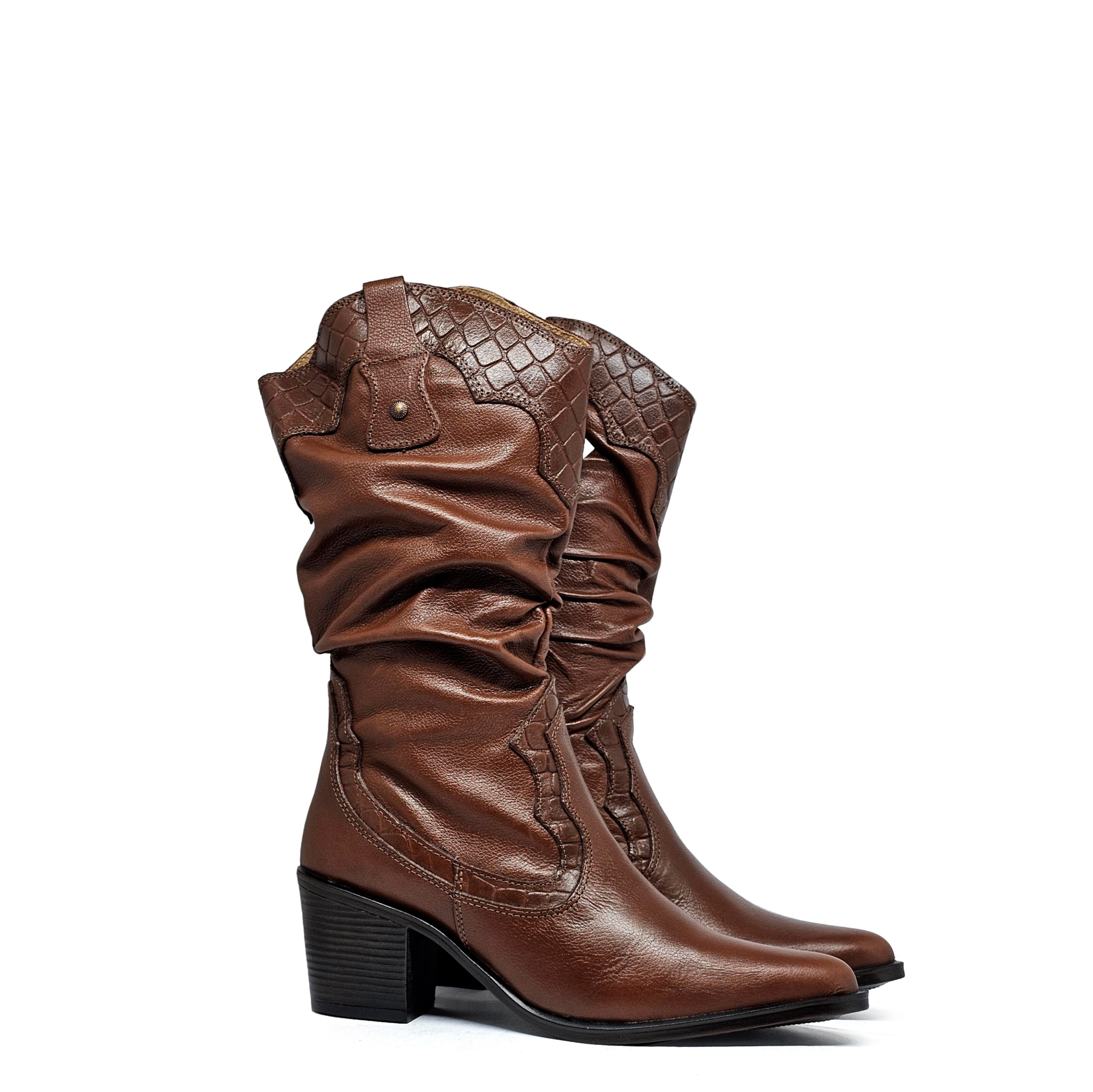 Bota cuero ALONDRA Caoba Burned