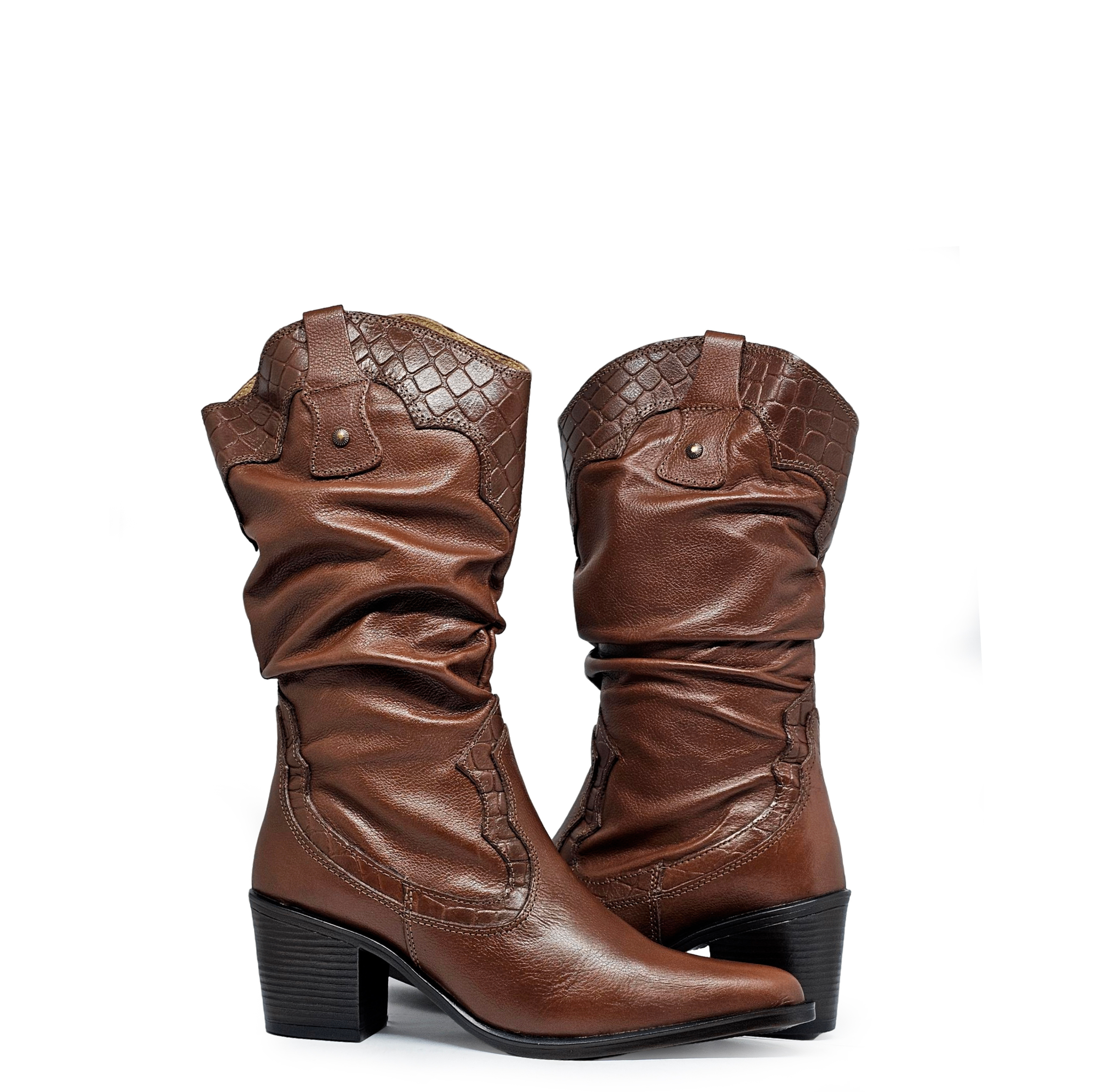 Bota cuero ALONDRA Caoba Burned