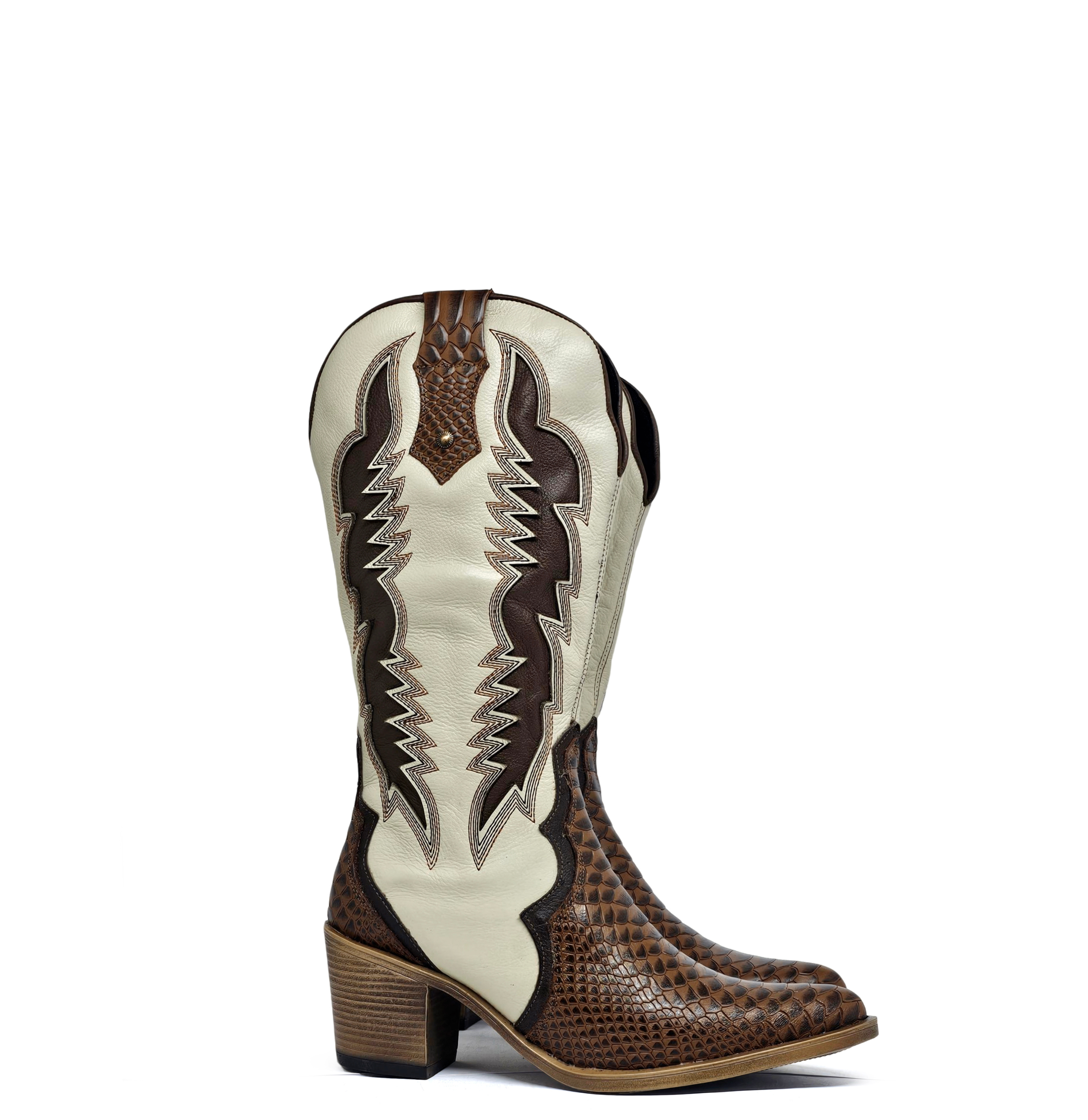 Bota cuero BRAVA Anaconda Terracota Crema