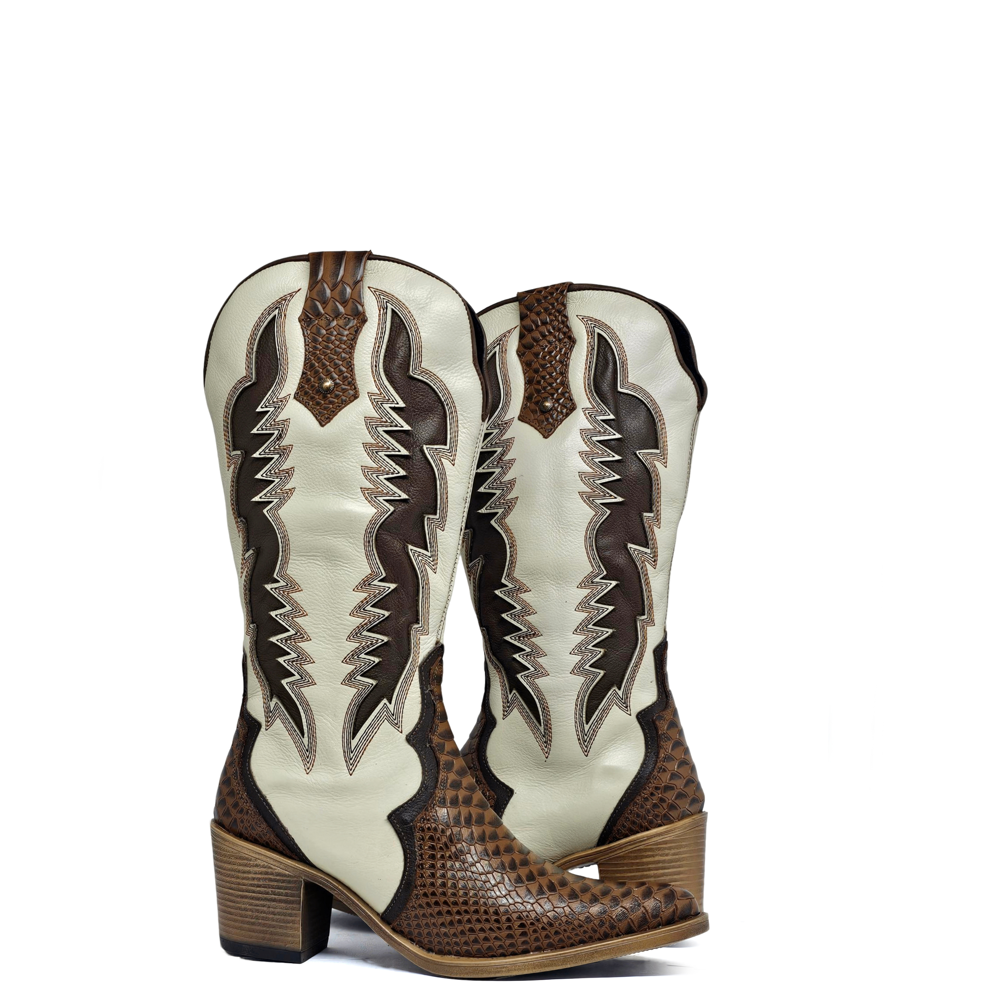 Bota cuero BRAVA Anaconda Terracota Crema